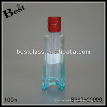 100ml blue perfume glass bottle with red cap